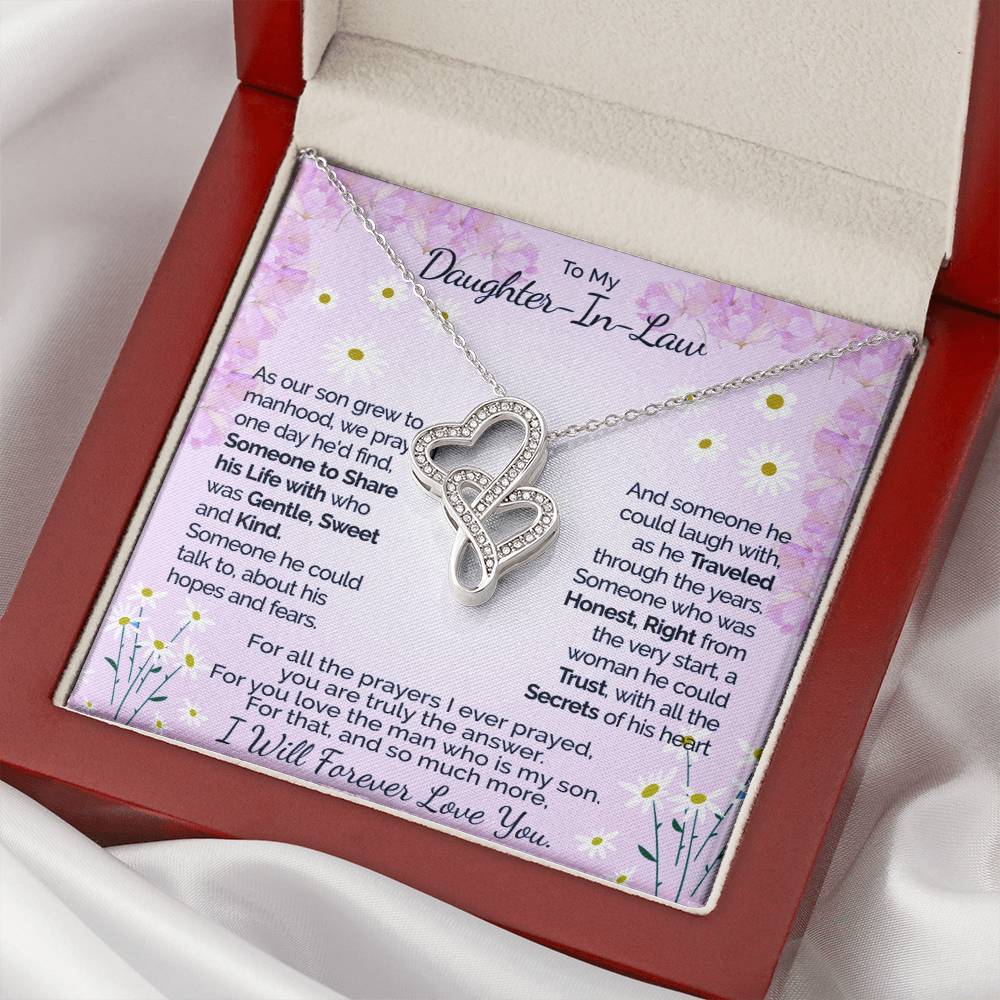 A Gift For Daughter In Law - You Are Truly The Answer 3 Double Hearts Necklace