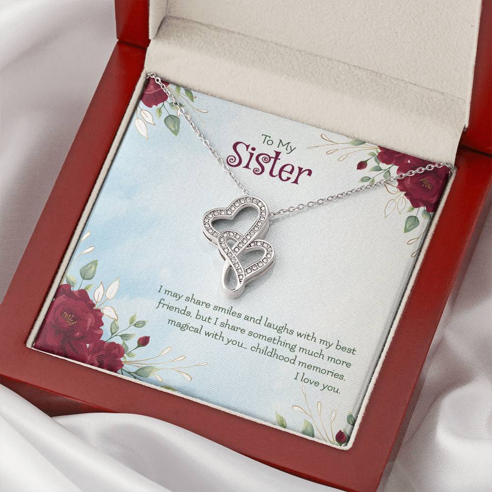 For Sister 1 Double Hearts Necklace