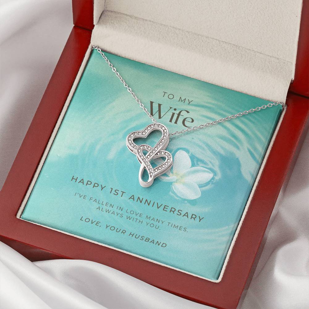1 Year Anniversary Gift For Wife 1 Year Anniversary Gifts 1 Year Wedding Anniversary Gift Ideas 1St Wedding Anniversar Double Hearts Necklace