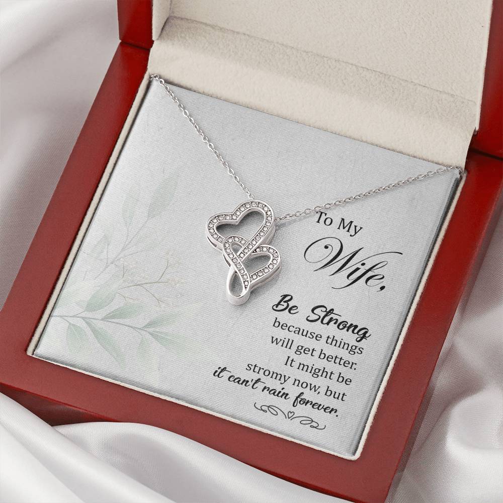 To My Wife Necklace - Anniversary Gift For Wife Birthday Gift For Wife Gift For Wife Necklace For Wife Gift For Wife B Double Hearts Necklace