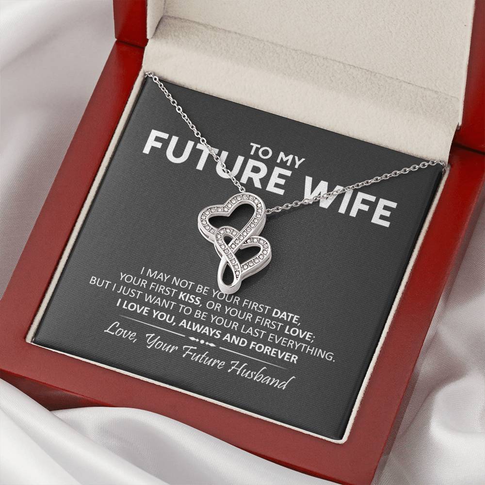 To My Wife Necklace - I Love You Gift For Wife Anniversary Necklace Necklace For Wife Gift For Wife Birthday Valentine Double Hearts Necklace