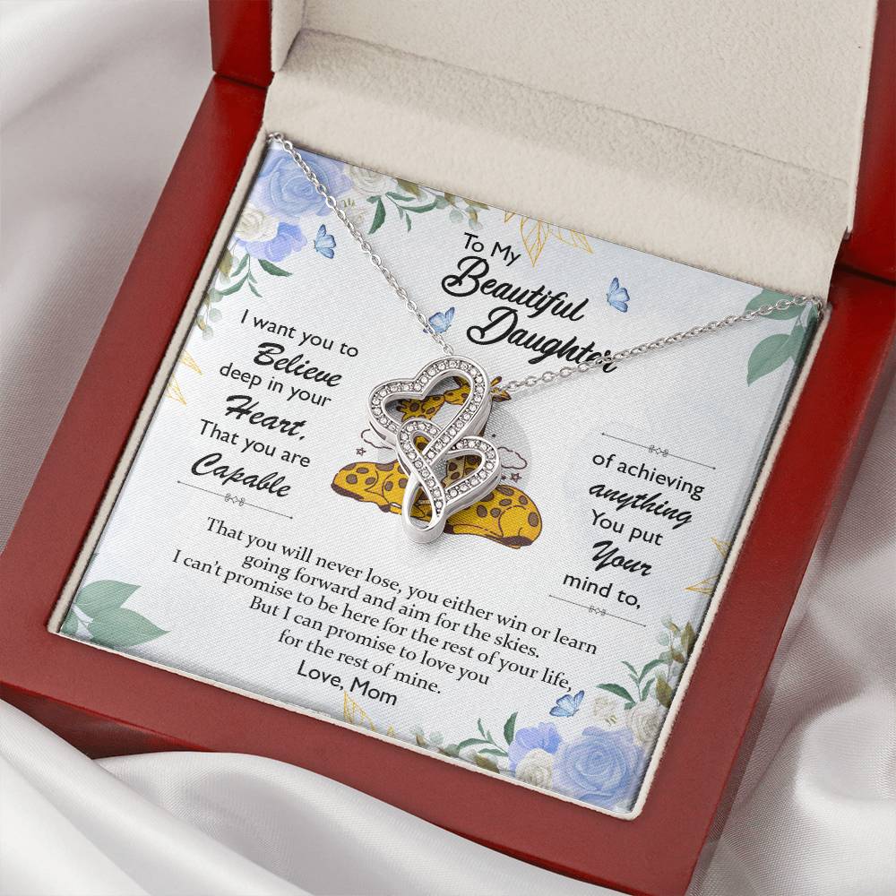 Gift For Daughter From Mom - Daughter Mother Necklace - Giraffe Necklace - Mother And Daughter - Mom Gifts From Daught Double Hearts Necklace