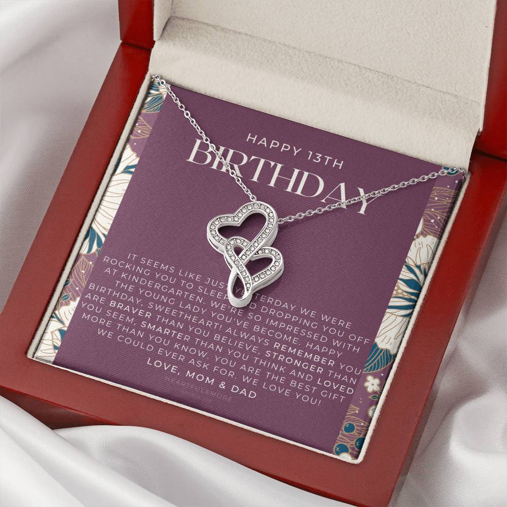 Gift For 13 Year Old Girl Gifts 13Th Birthday Girl 13Th Birthday Gift Thirteenth Birthday Necklace Teen Birthday Gift Double Hearts Necklace