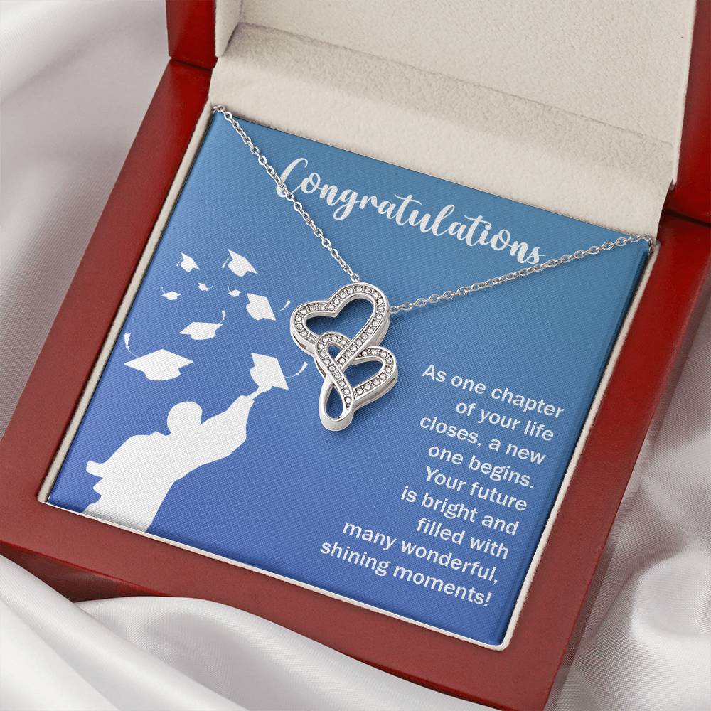 Congratulations Class Of 2021 Double Hearts Necklace