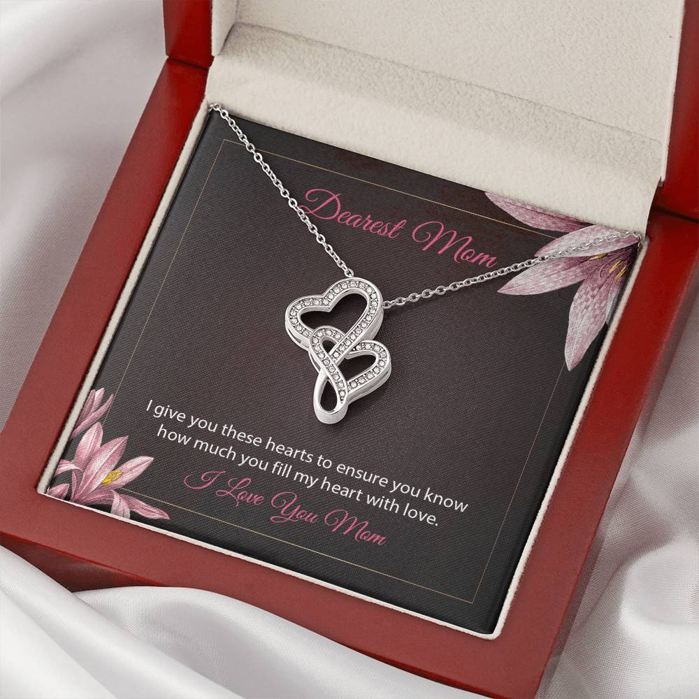 Beautiful Mother's Day Hearts Necklace Pendant Double Hearts Necklace