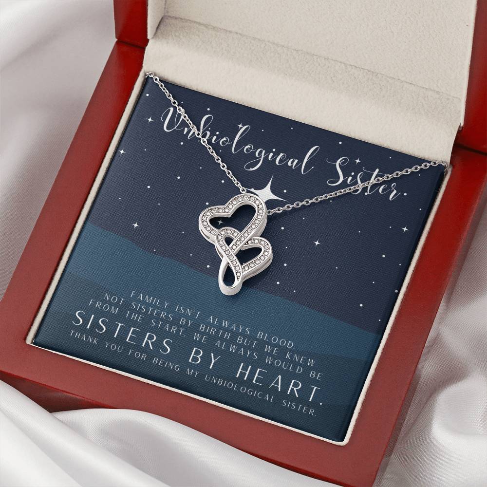 Unbiological Sister Necklace Unbiological Sister Gift Best Friend Necklace Big Little Sorority Soul Sister Bridesmaid 1 Double Hearts Necklace