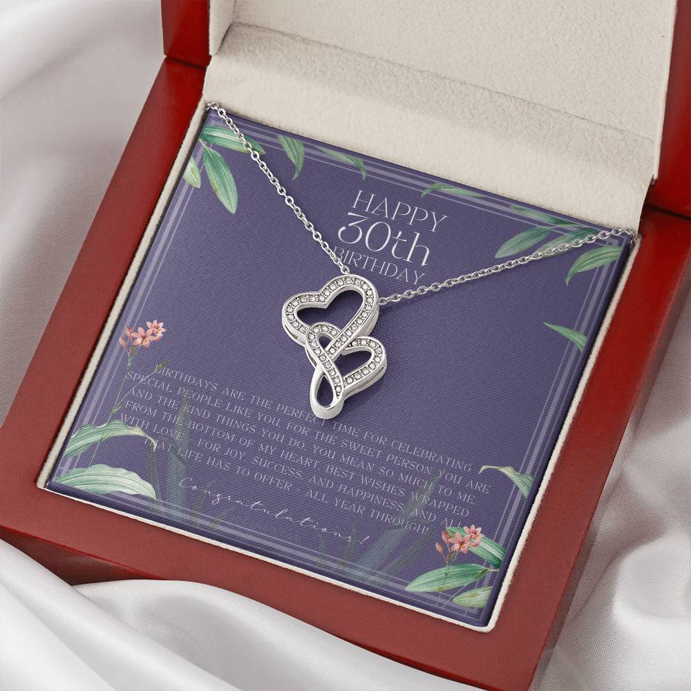 30Th Birthday Gifts For Women Necklace For Her 3 Decade Jewelry 30 Years Old 30Th Birthday Gift Necklace Jewelry Double Hearts Necklace