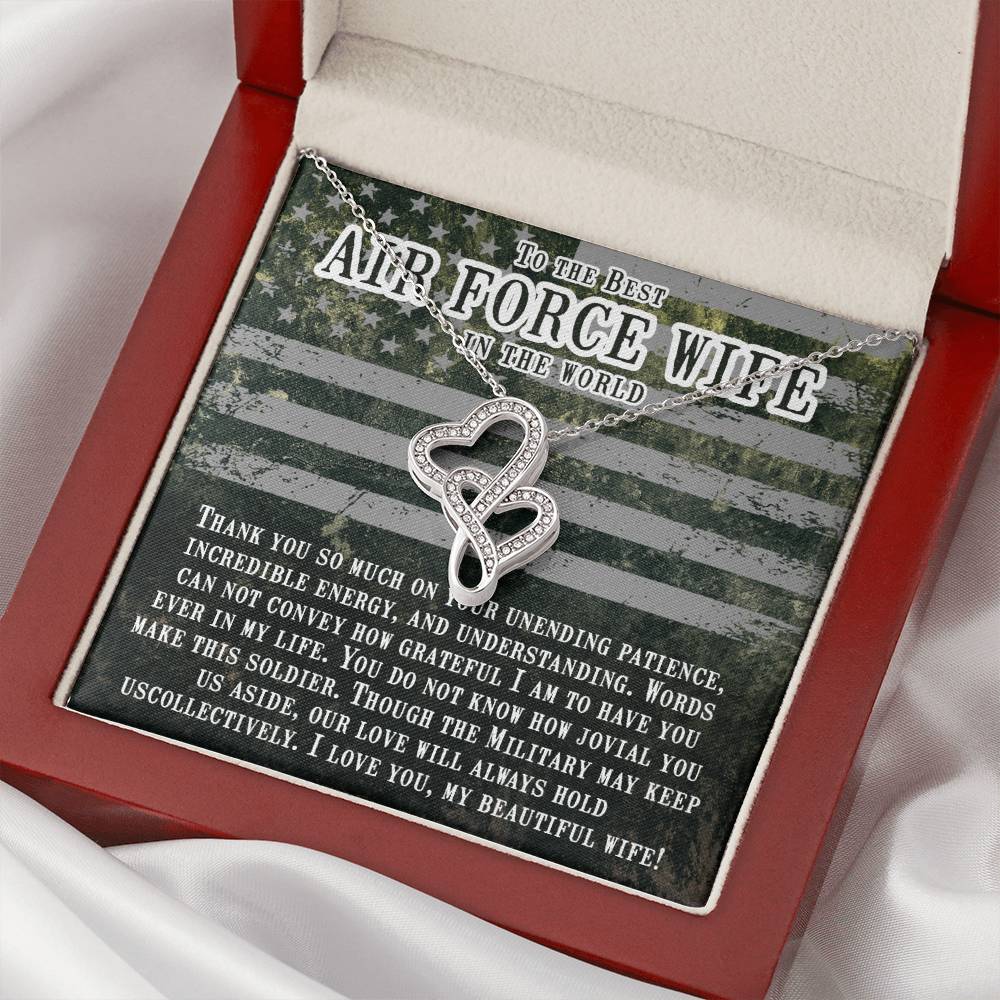 Air Force Wife Double Hearts Necklace