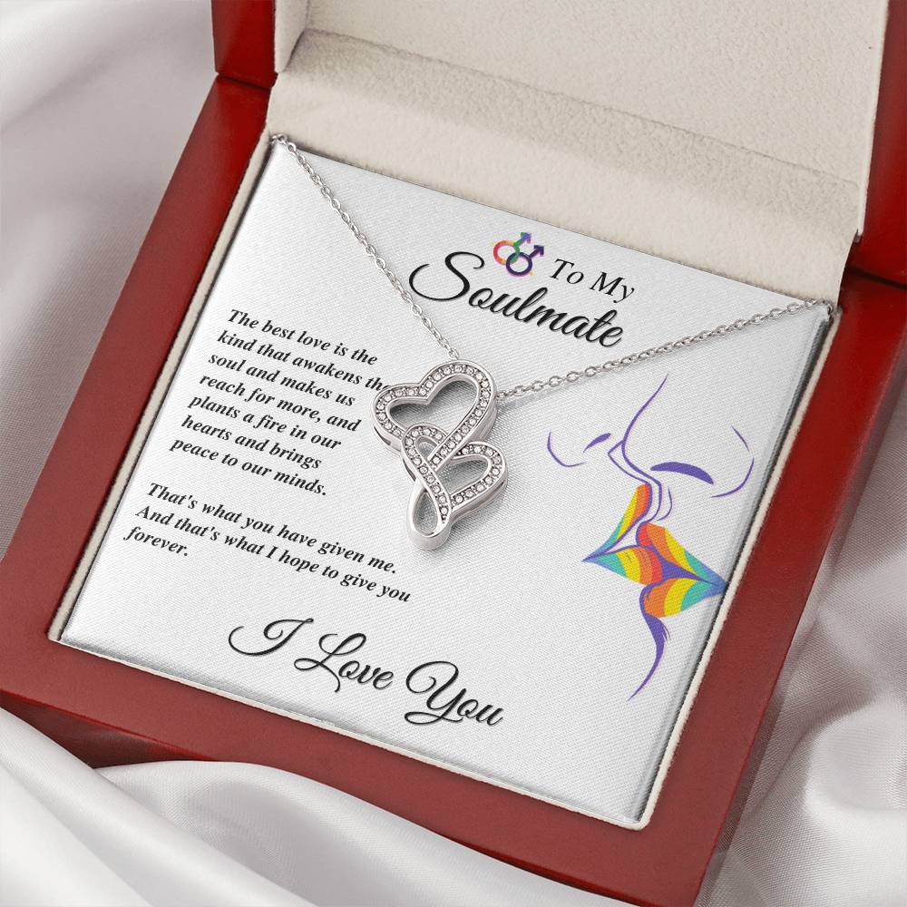 Double Hearts Pendant Gift - To My Soulmate - Love Is Love Double Hearts Necklace