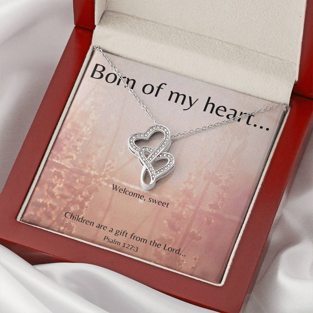 Born Of My Heart - Double Heart Necklace Double Hearts Necklace