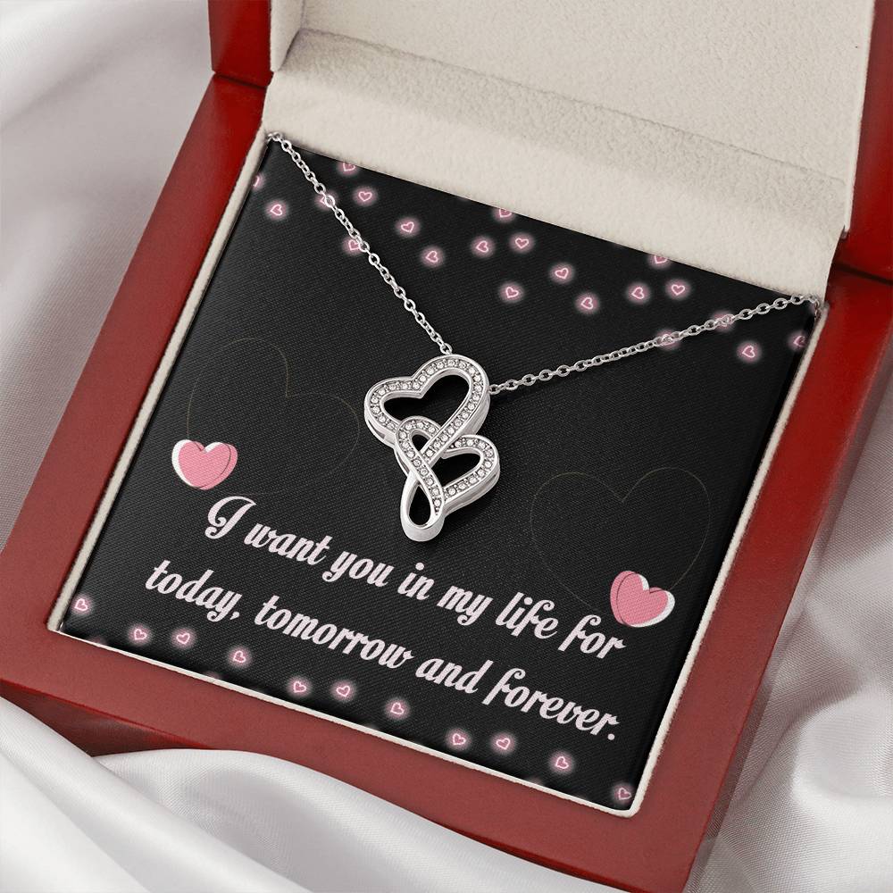 Gift For Girlfriend Double Hearts Necklace