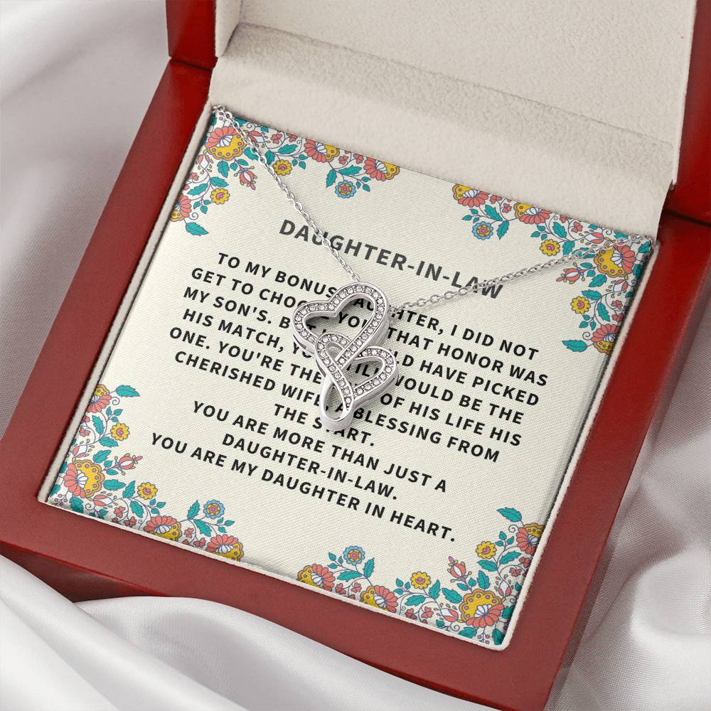 Daughter-In-Law Gift Necklacewedding Giftjewelry From Mother-In Lawgift For Bridenecklacepersonalized Necklace Family Double Hearts Necklace