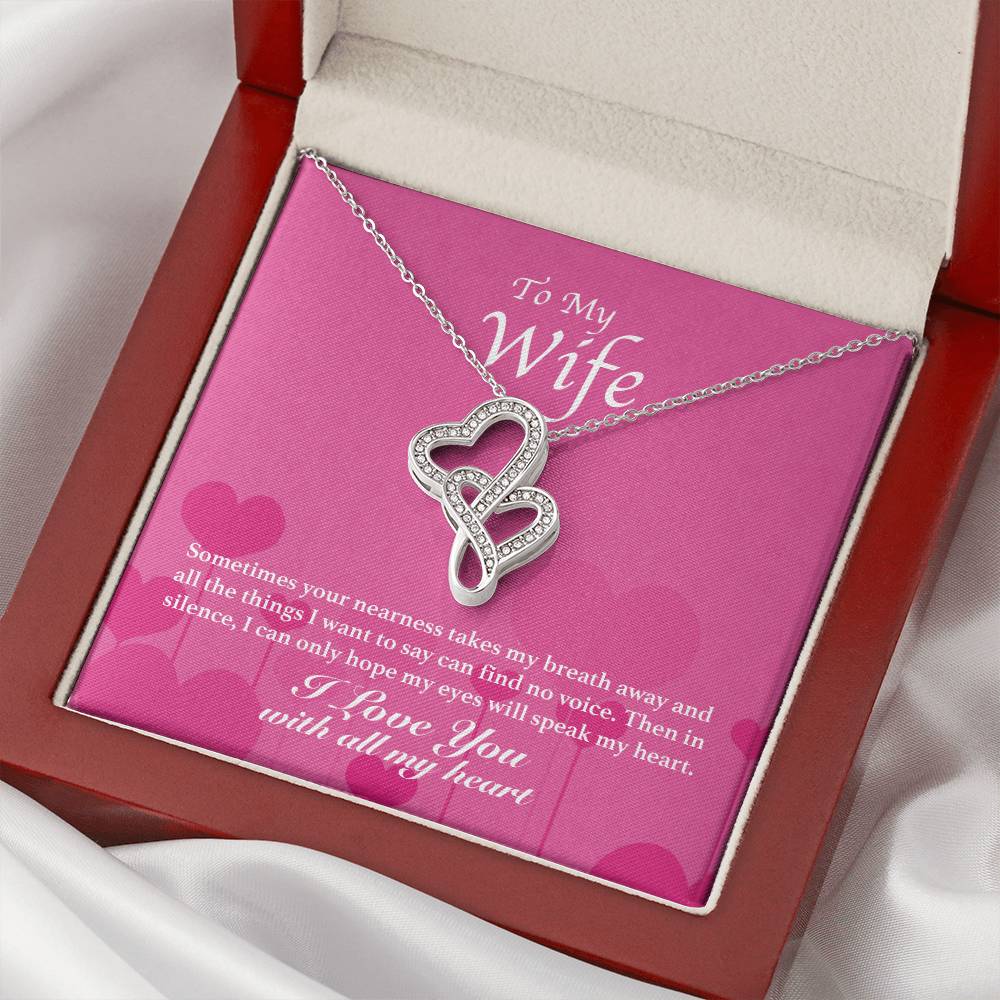 To My Wife - You Take My Breath Away - Double Hearts Necklace
