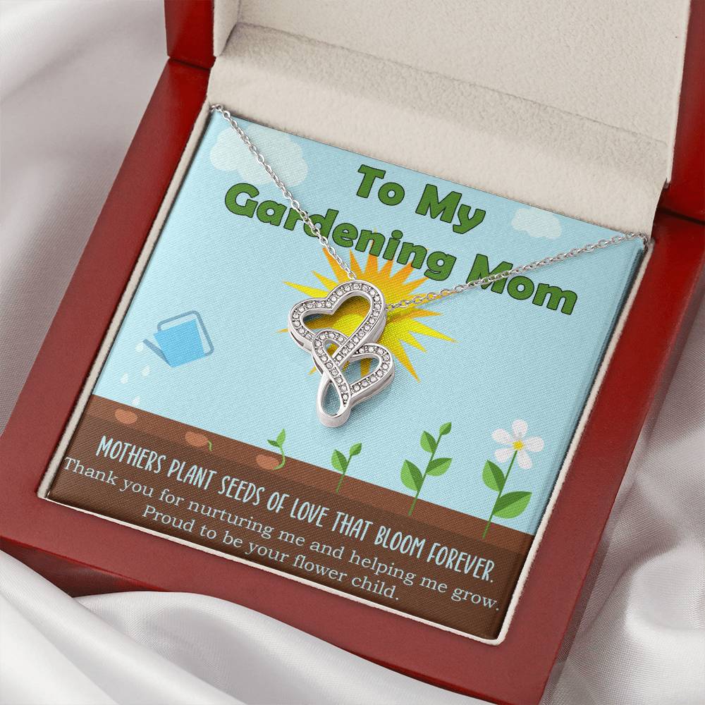 Gardening Mom Mothers Day Gift From Daughter Or Son Double Hearts Necklace