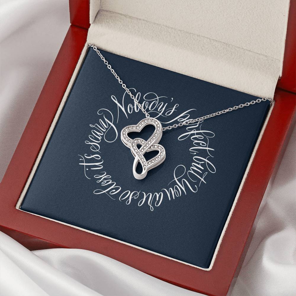 With Calligraphic Card Anniversary Valentine'S Day Gift For Her Double Hearts Necklace