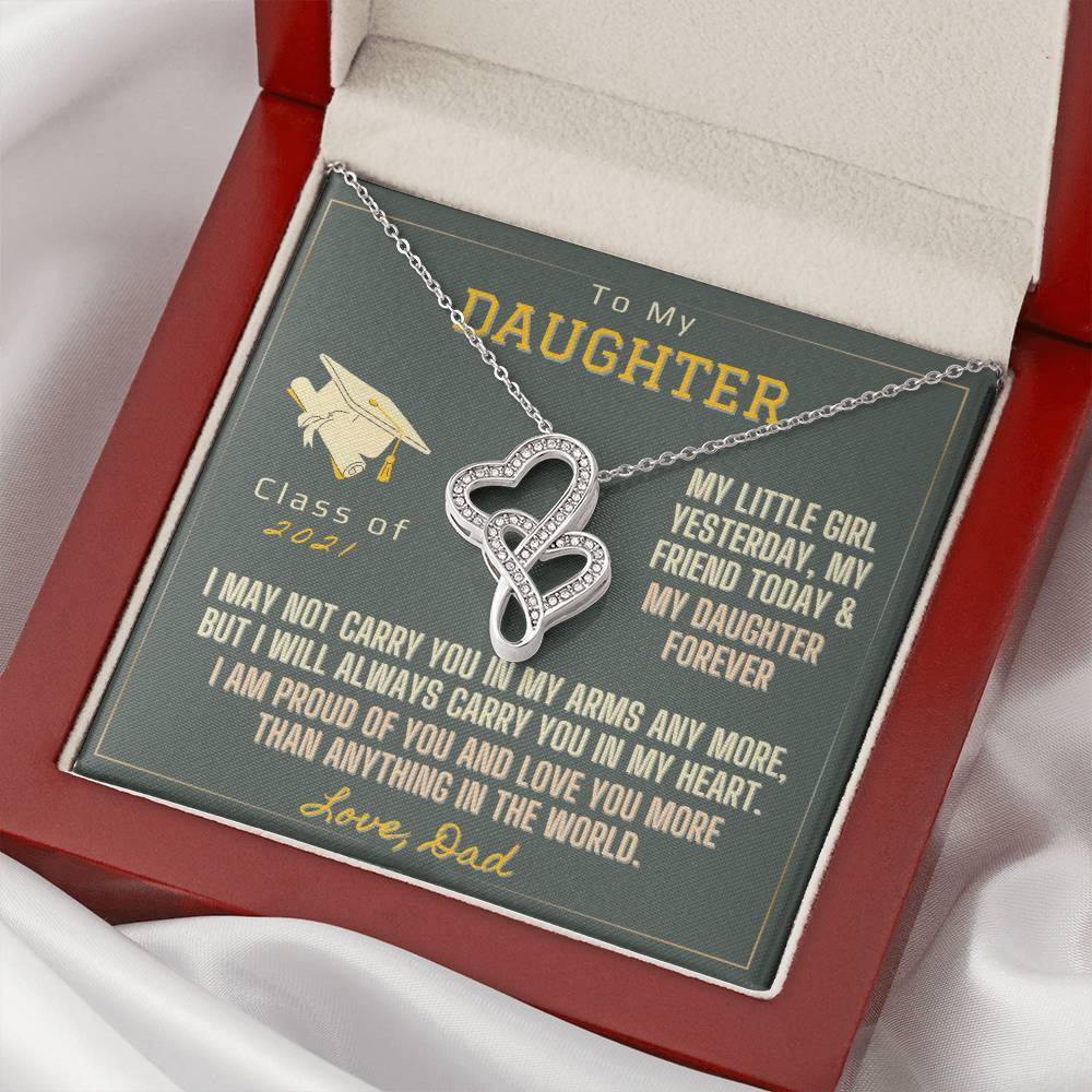 Daughters Graduation Necklace Double Hearts Necklace
