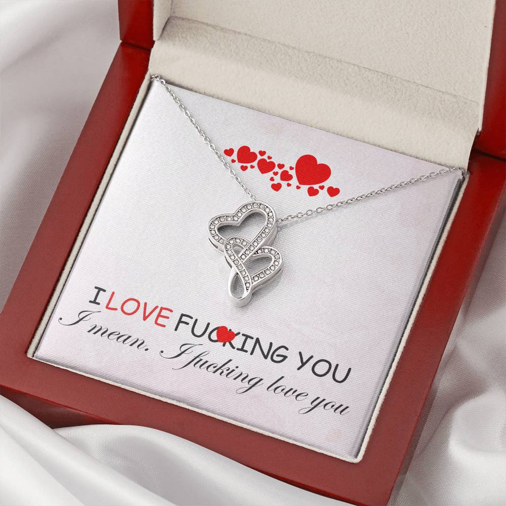 To My Wife Valentine Gift Double Hearts Necklace