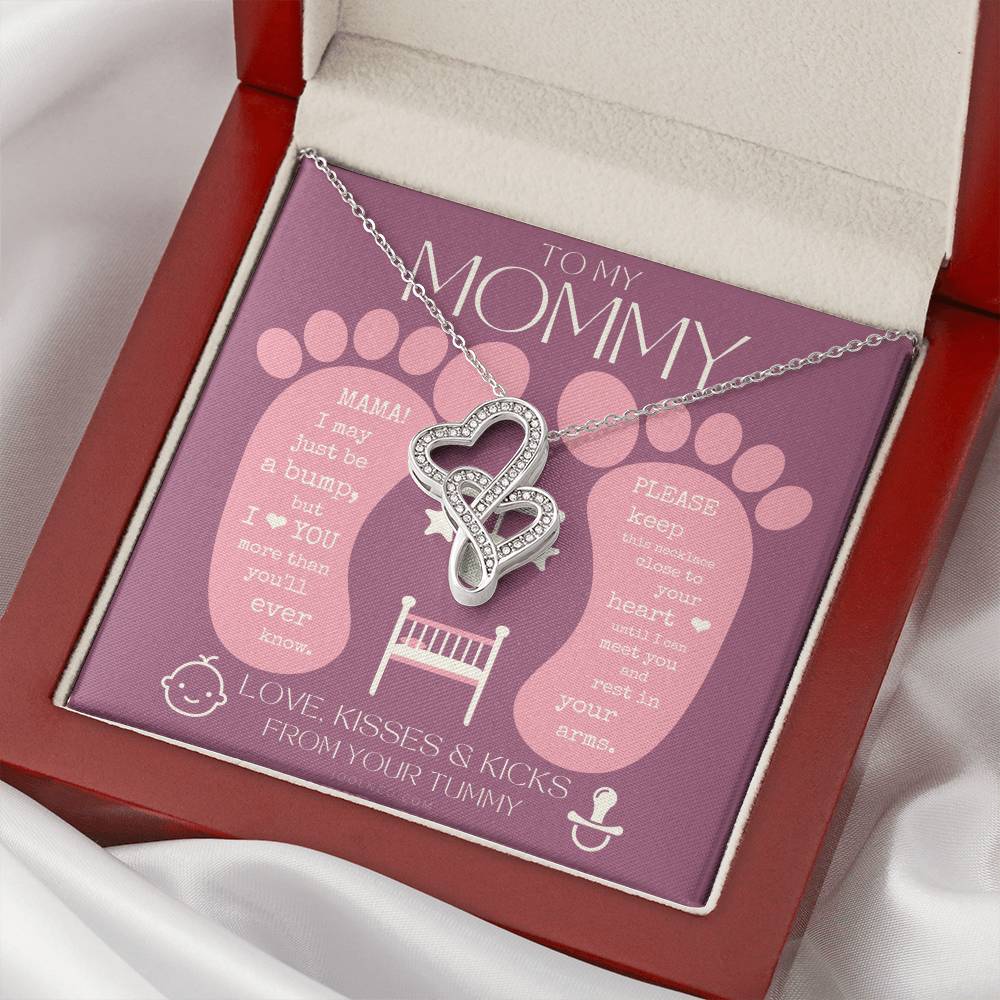 Baby Shower Gift Gift For Pregnant Wife Mom To Be Gift New Mommy Necklace To Mommy To Be New Mom Jewelry Badass Double Hearts Necklace