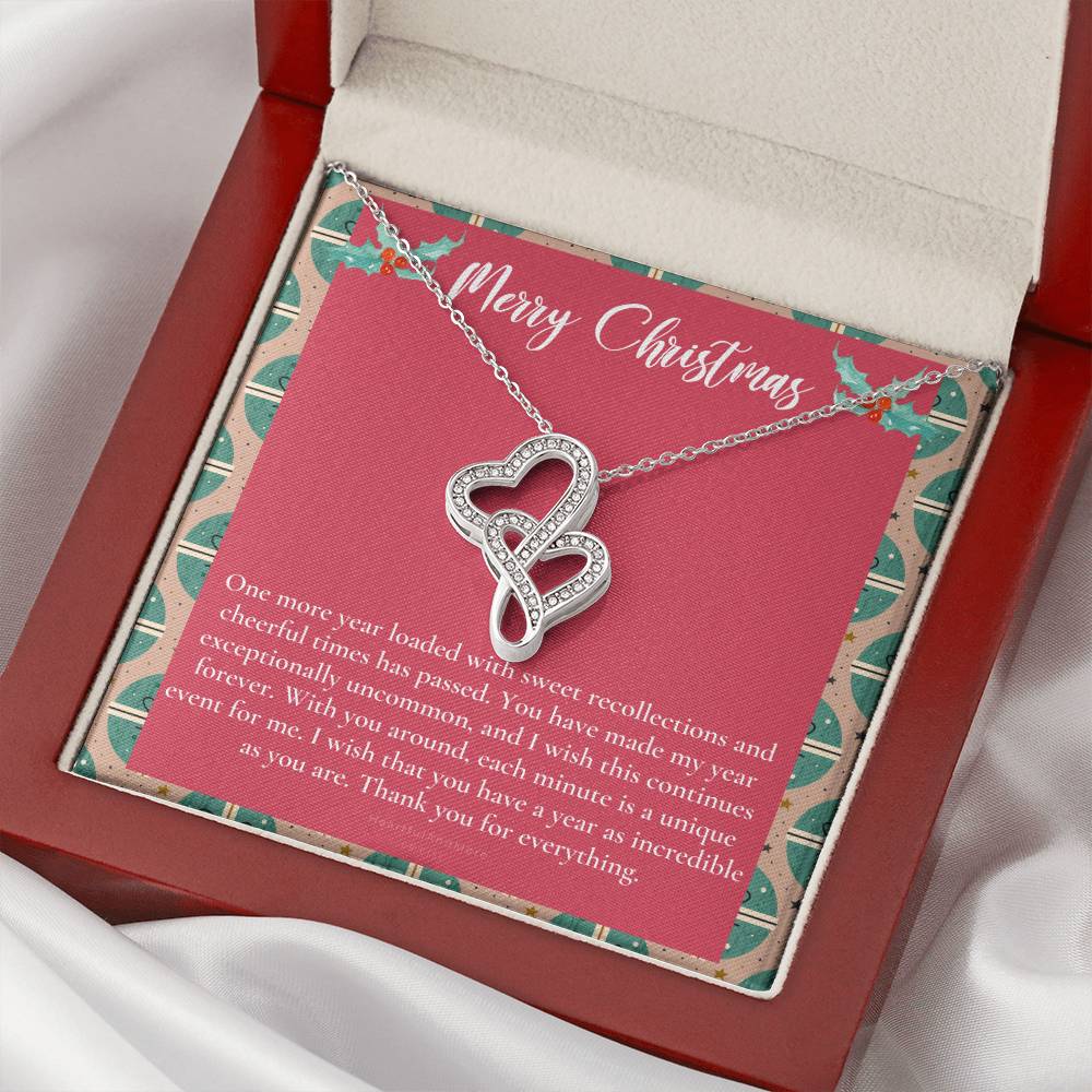Christmas Gift For Loved Ones Gift For Friends Gift For Soul Sisters Gift For Colleagues Gift For Boss Gift For Employ Double Hearts Necklace