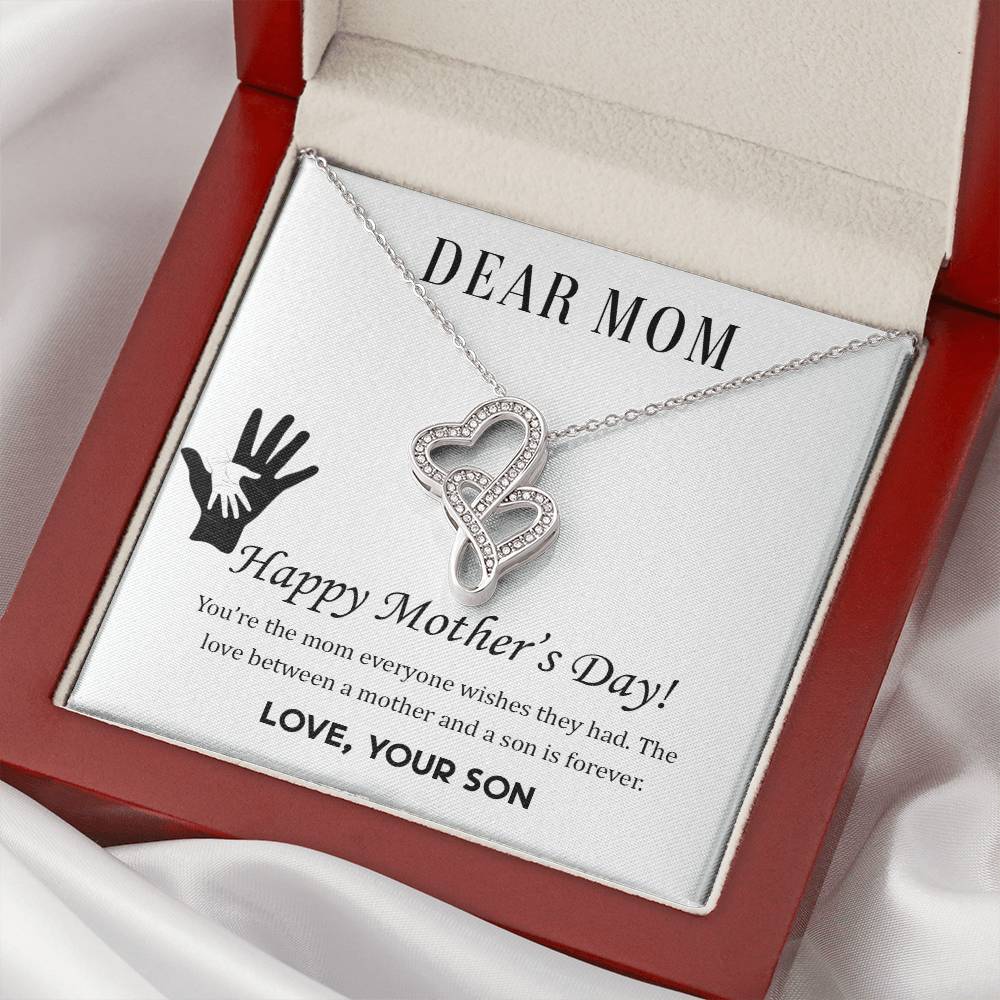 Dear Mom - Happy Mother’S Day - Double Hearts Necklace