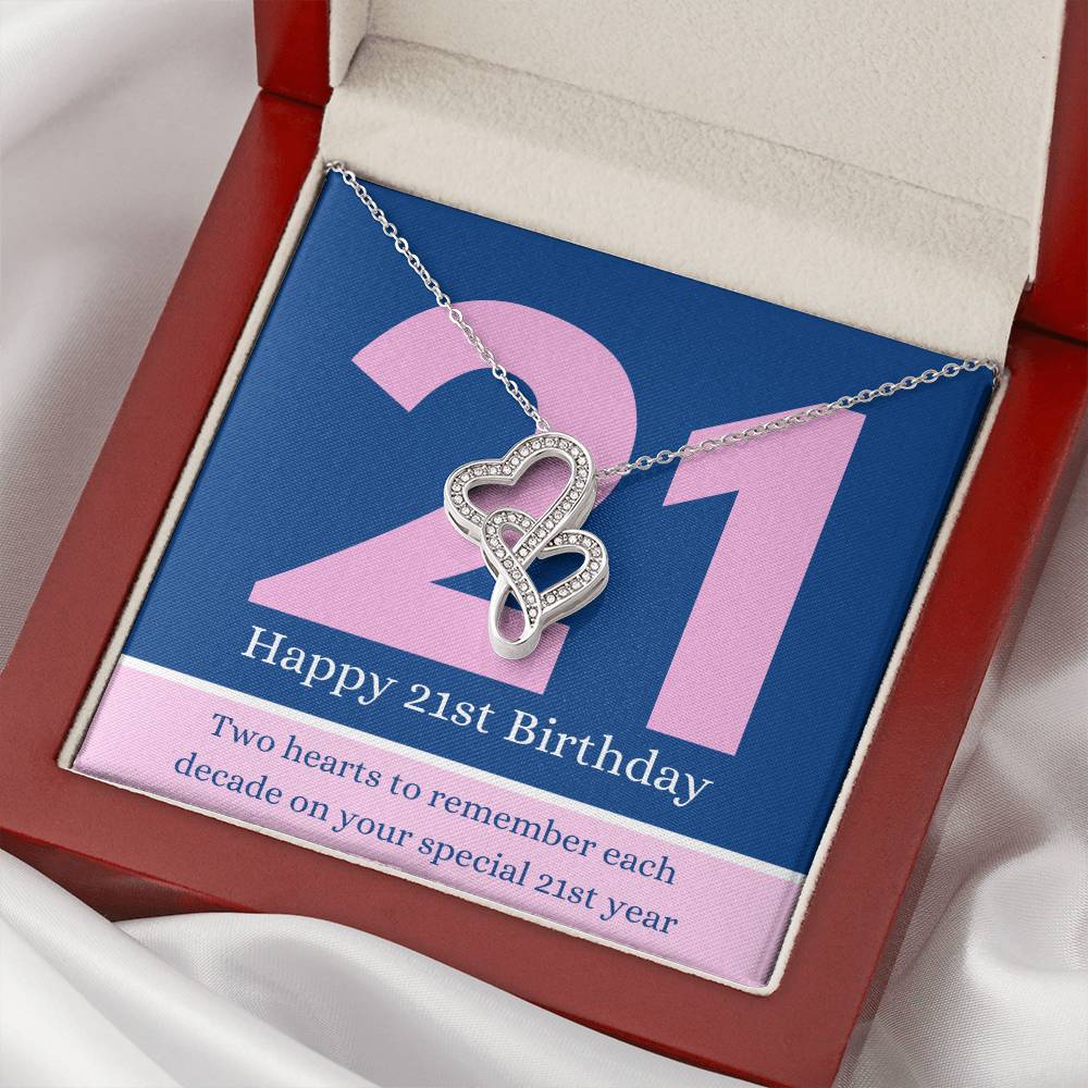 21St Birthday Interlocked Hearts Necklace To My Daughter 21St Necklace Double Hearts Necklace