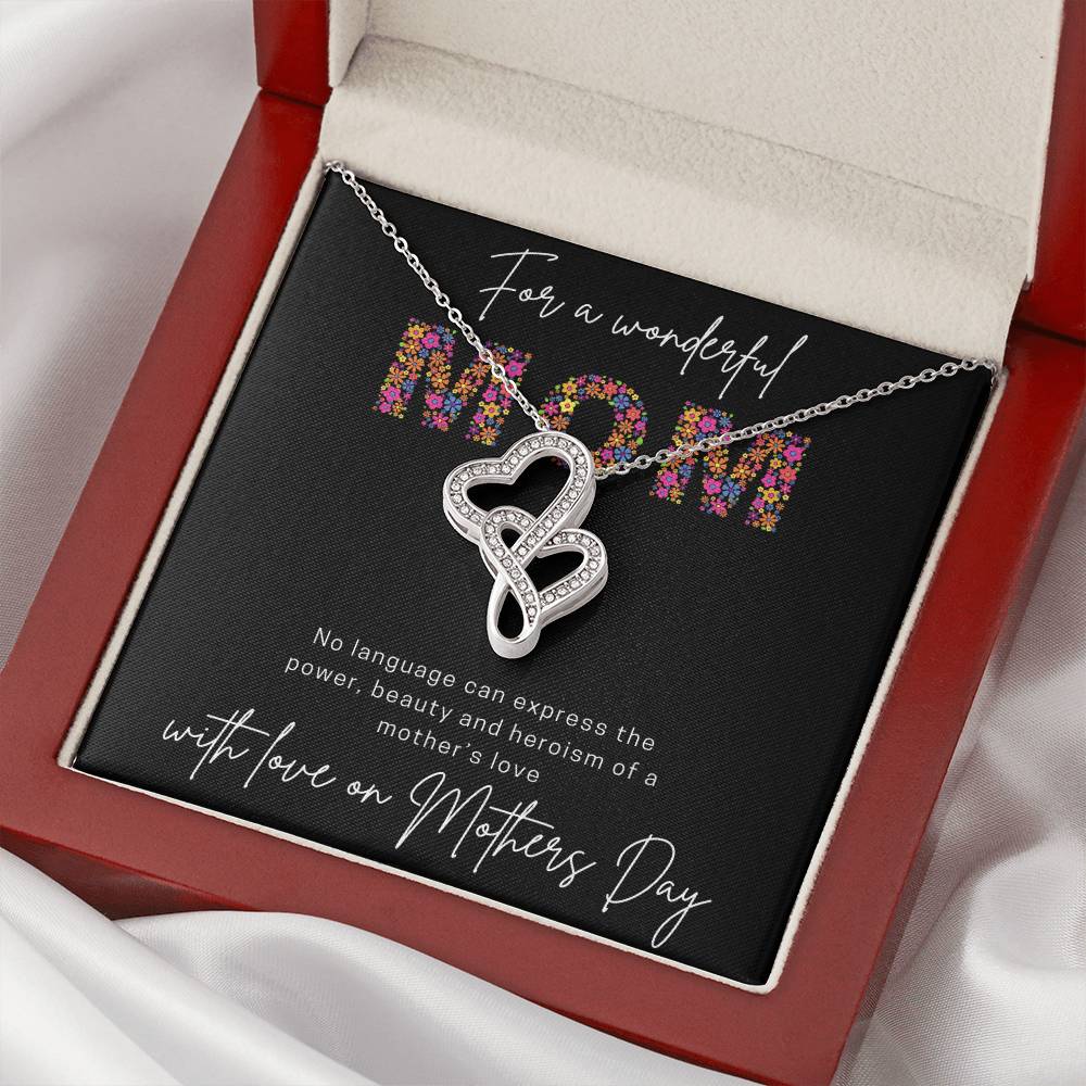 For A Wonderful Mom Mother's Day Gift Double Hearts Necklace