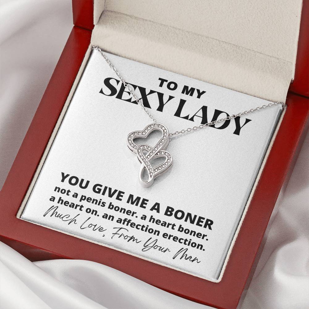 You Give Me A Boner Necklace 1 Double Hearts Necklace