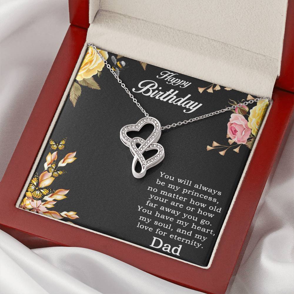Daughter Birthday Necklace Gift From Father Double Hearts Necklace