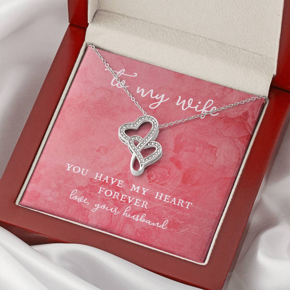 To Wife From Husband Valentine's Day Anniversary Romantic Gift For Her Double Hearts Necklace