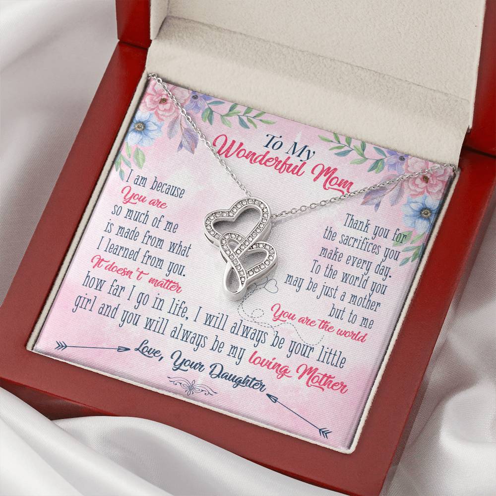 To My Wonderful Mom - Love From Daughter - Gift For Mom Double Hearts Necklace