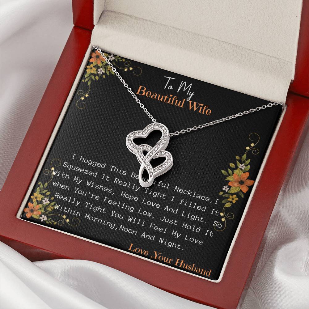 To My Wife Love Your Husband - Last Everything Necklace - To My Wife Necklace Anniversary Gift For Wife Gift For Wife Double Hearts Necklace