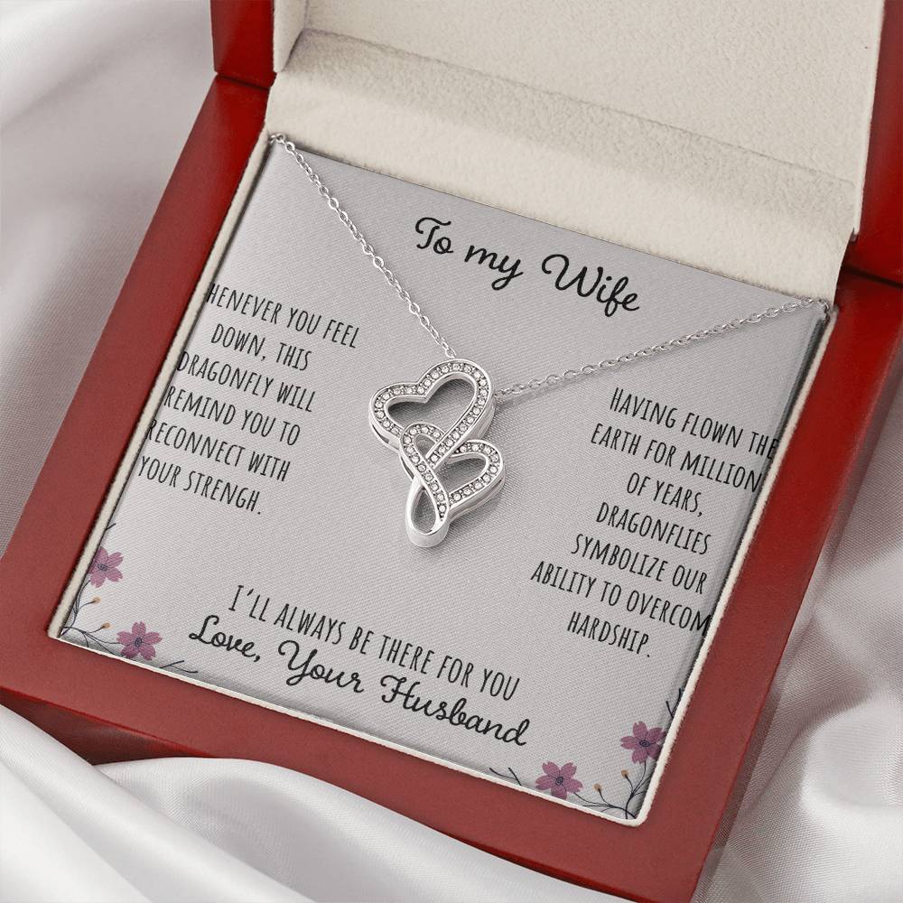 To My Wife Whenever You Feel Down - Love Husband Double Hearts Necklace
