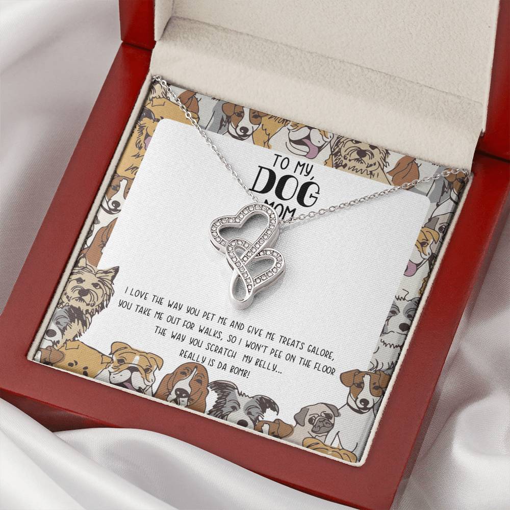 Dog Mom Dazzling Pendant Necklace Double Hearts Necklace