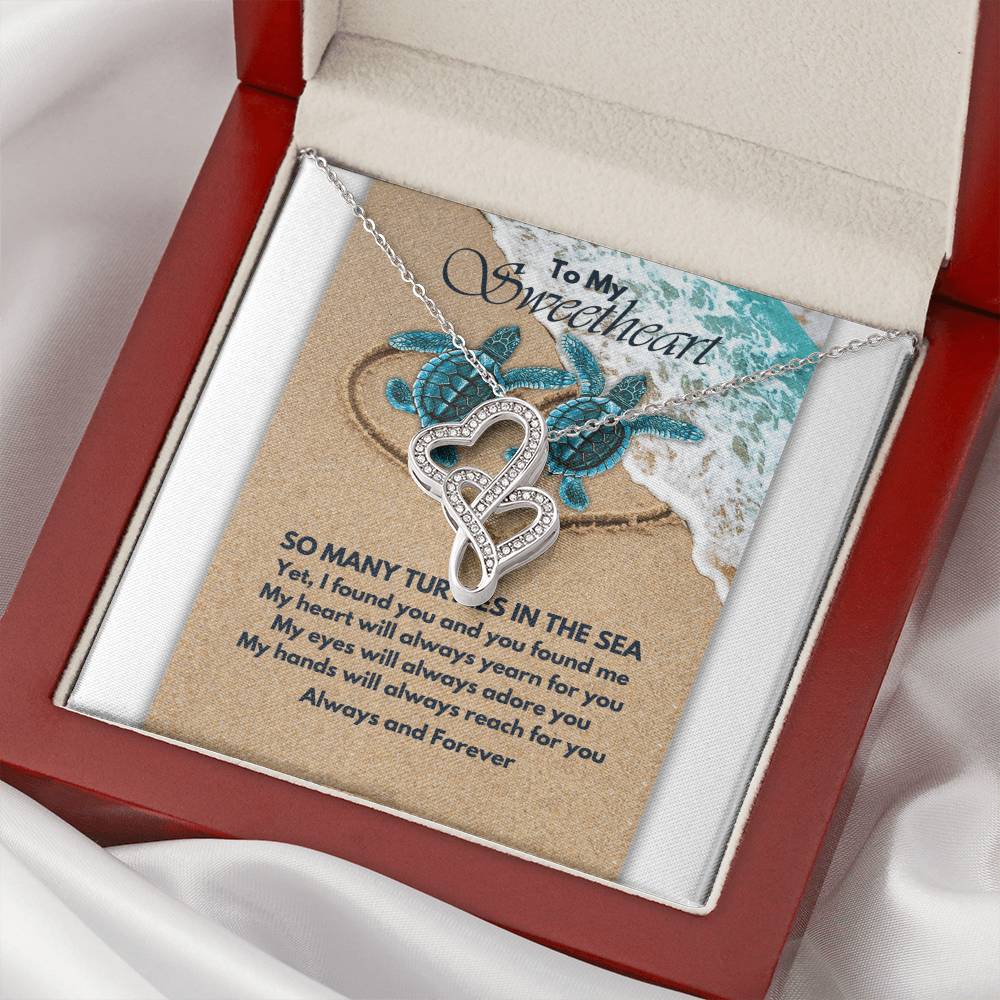 Turtle Love Double Hearts Necklace
