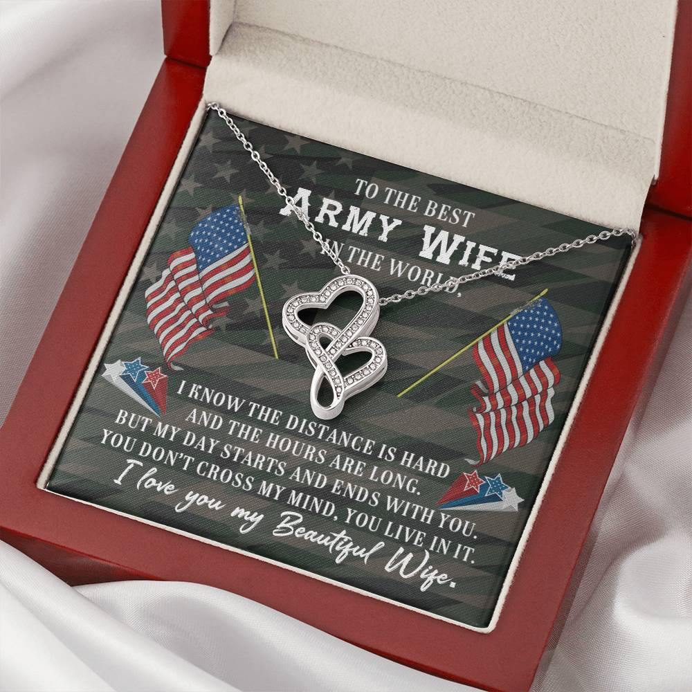 To The Best Army Wife In The World Necklace Gift Anniversary Gift Gifts For Her Christmas Gift Double Hearts Necklace