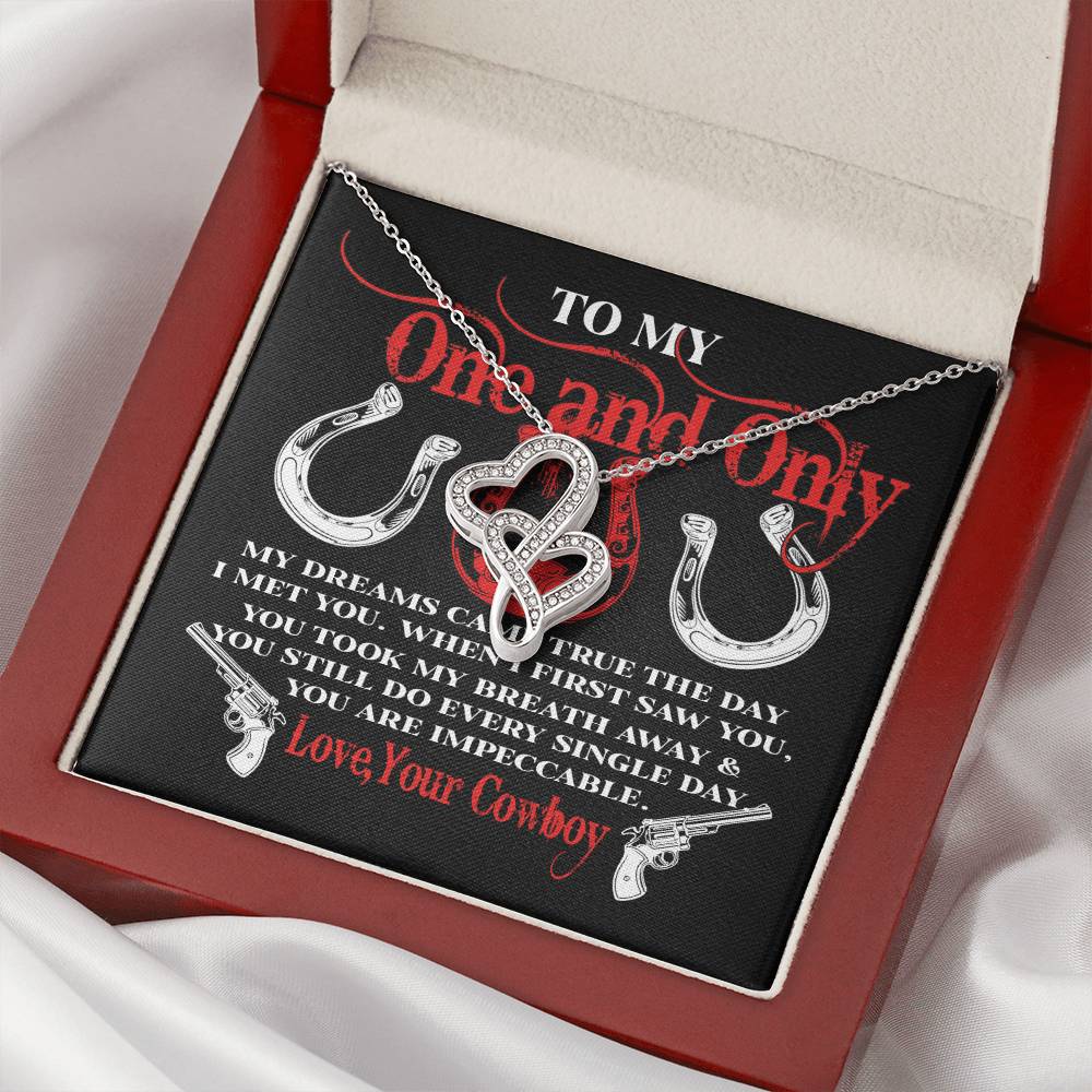 Gift For Her From Cowboy My Dreams Came True The Day I Met You Double Hearts Necklace