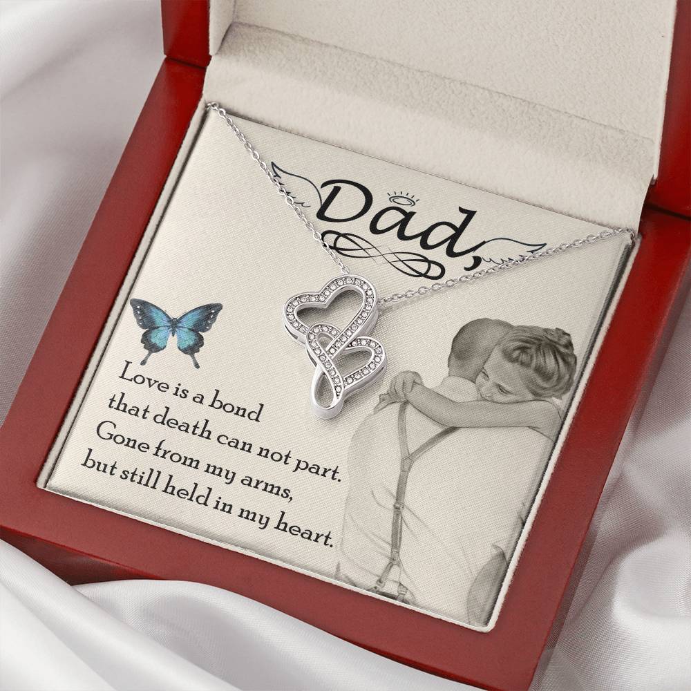 Dad - Love Is Board Thay Death Can Not Part - Necklace Double Hearts Necklace