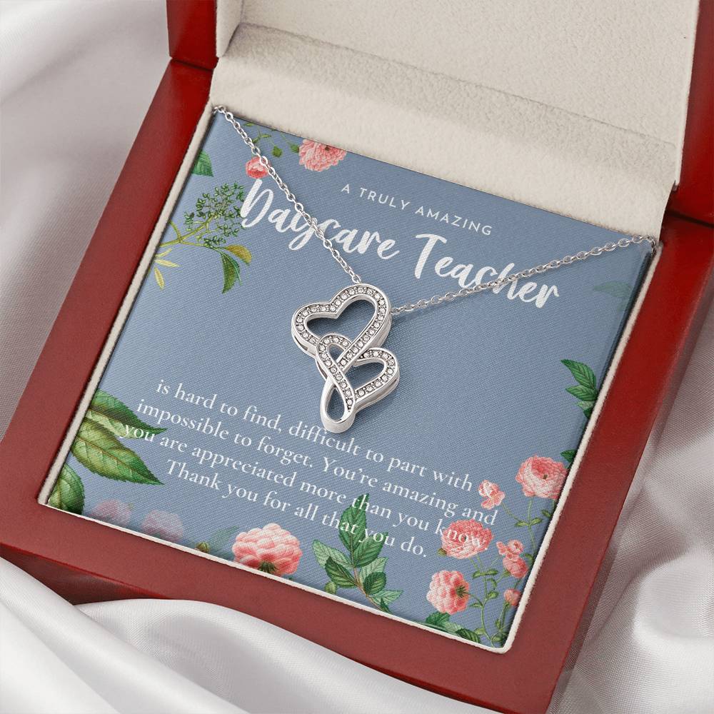 Daycare Teacher Gift For Daycare Provider Gifts Daycare Thank You Gifts Preschool Teacher Gift Thank You Gift Daycare 1 Double Hearts Necklace