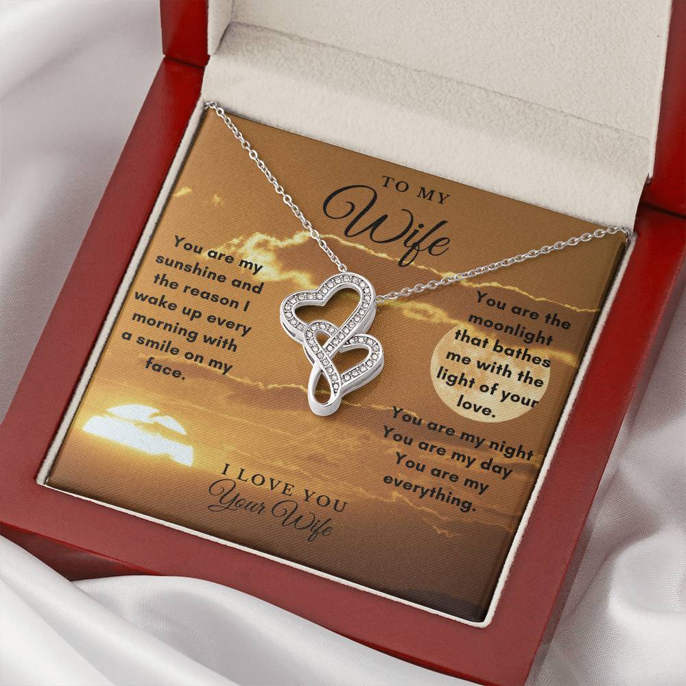 To My Wife- 'You Are My Everything' Your Wife Double Hearts Necklace