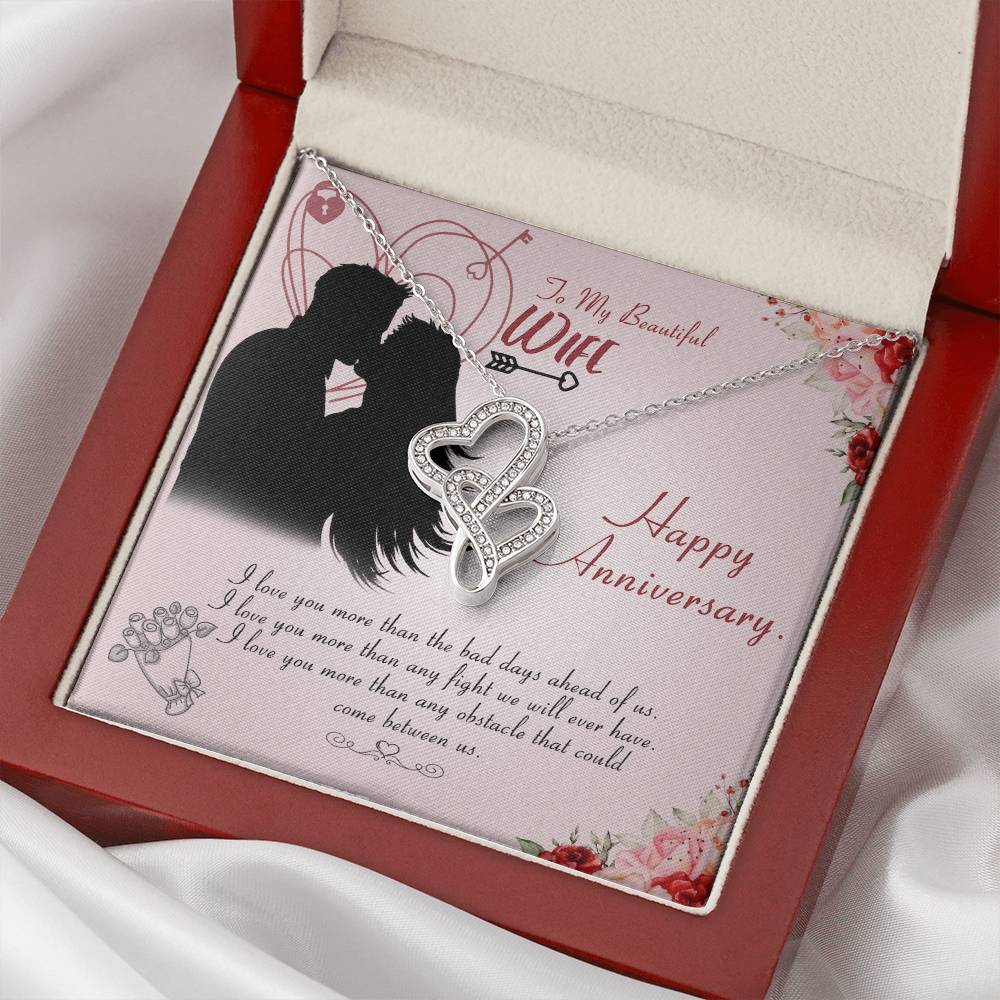 Anniversary Gift For Wife From Husband Double Hearts Necklace