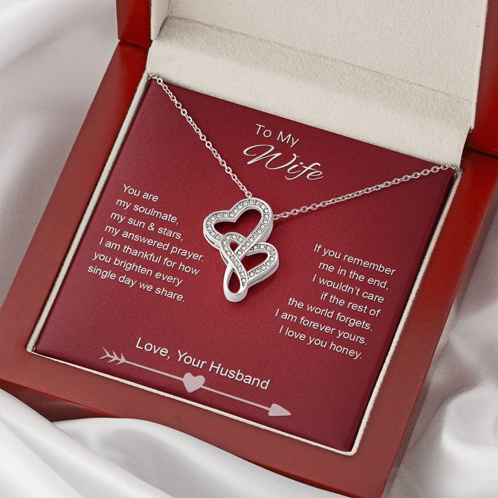 To My Wife - Sun & Stars - Necklace Double Hearts Necklace