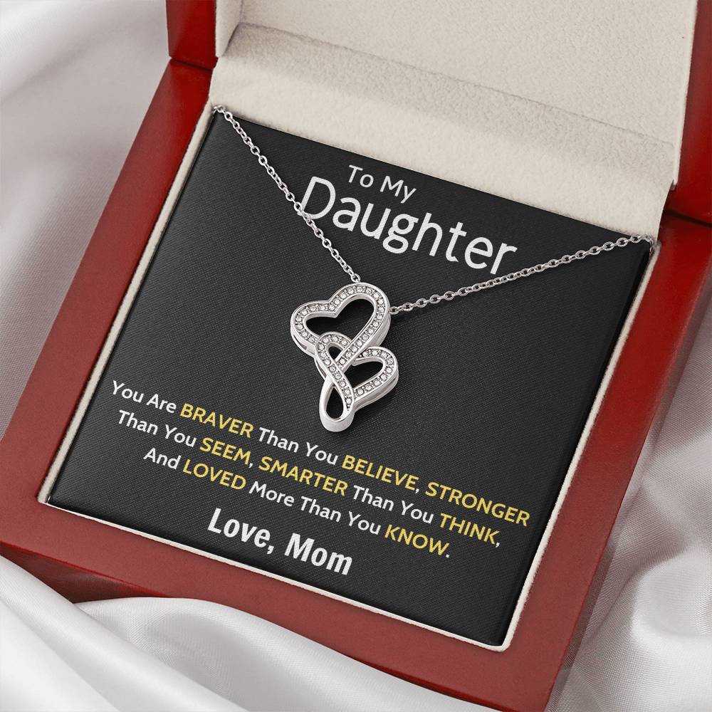 Daughter Gift Necklace Daughter Birthday Gift Gift For Daughter Daughter Jewelry 17 Double Hearts Necklace