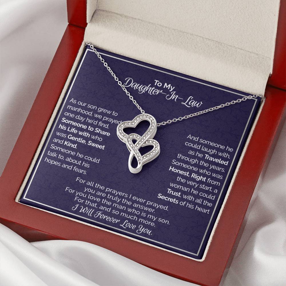 A Gift For Daughter In Law - You Are The Only Answer Double Hearts Necklace