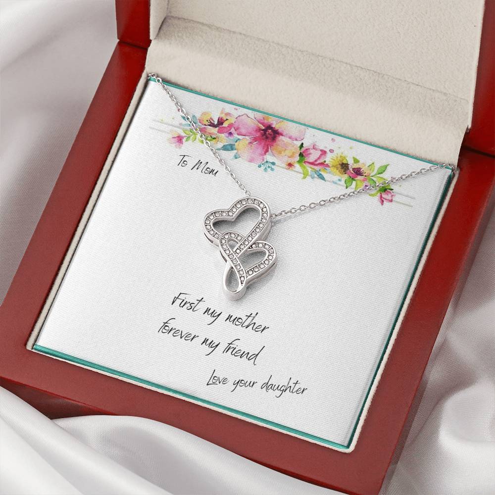First My Mother Forever Hearts Necklace Double Hearts Necklace