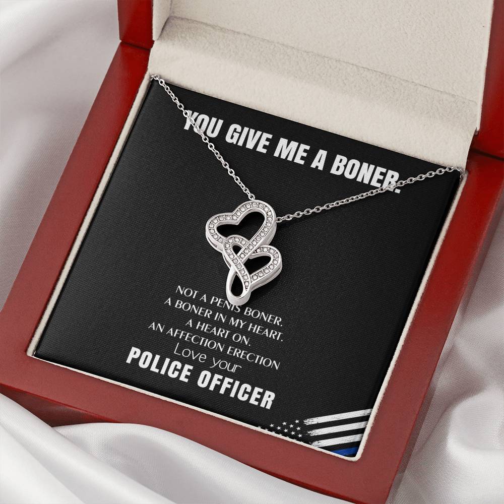 You Give Me A Heart Boner An Affection Erection Funny & Sarcastic Love For Her Mature Gag Gif 2 Double Hearts Necklace