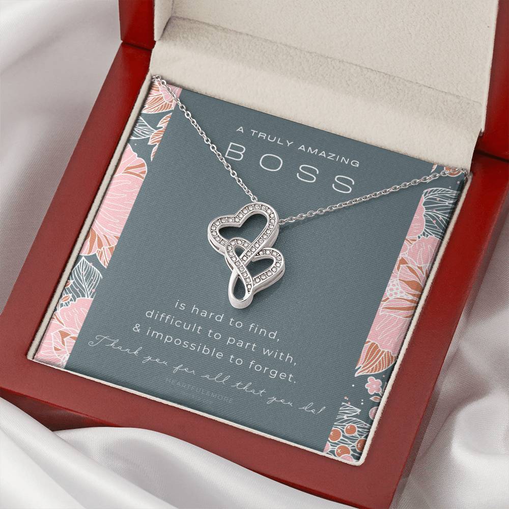 Boss Gift Necklace For Boss Gift For Female Boss Girl Boss Boss Lady Thank You Gift A Truly Amazing Boss Gift Best Bos Double Hearts Necklace