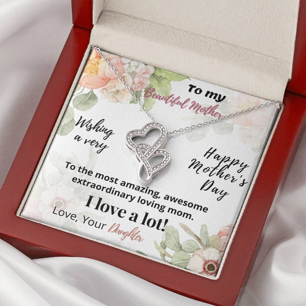 Beautiful Mother-Happy Mother Day Double Hearts Necklace