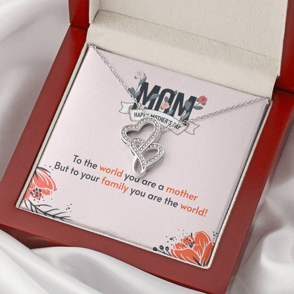 To The World You Are A Mother - Double Hearts Necklace