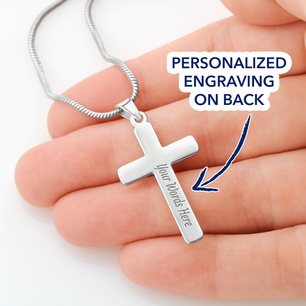For Husband - Partner For Life - Cross Customize Engraved Cross Necklace