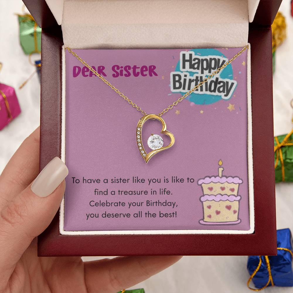 Dear Sister Happy Birthday 925 Sterling Silver Pendant 1 Forever Love Necklace